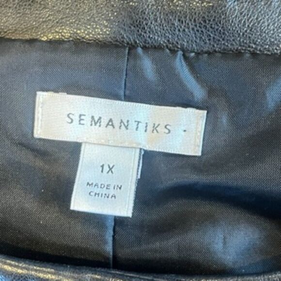 Semantiks Black Leather Jacket Button Front Plus Size 1X Pockets - Picture 4 of 11